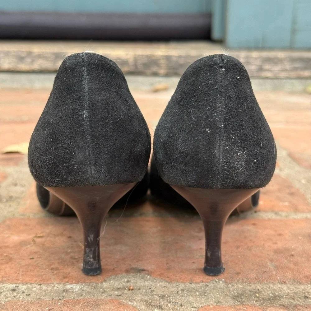 Salvatore Ferragamo Black Suede Pumps - size 7.5